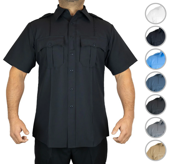 [SS90BK-2XL-CUSTOMIZED] 100% Polyester 4 Pocket Hidden Zipper Uniform Shirt - Short Sleeve