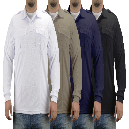 [CUSTOMIZED] 100% Polyester Long Sleeve Pro-Dry Polo Shirt with Two Pockets