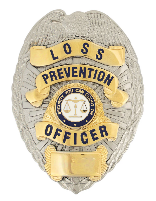 [CUSTOMIZED] First Class Loss Prevention Officer Gold on Silver Eagle Badge