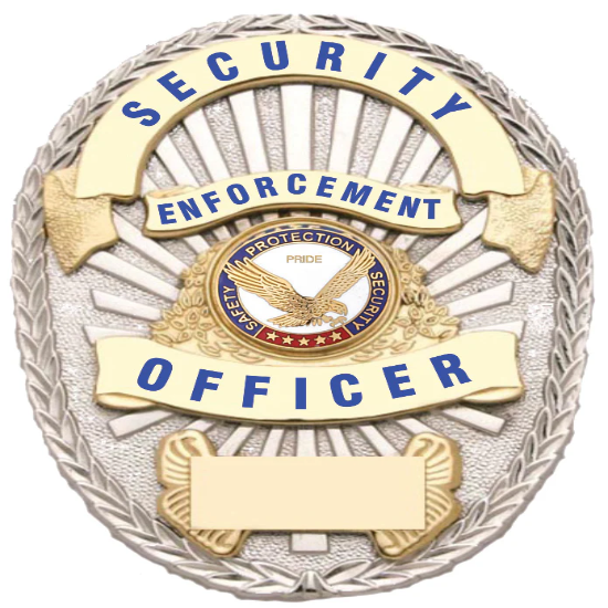 First Class Security Enforcement Officer Gold on Silver Shield Badge