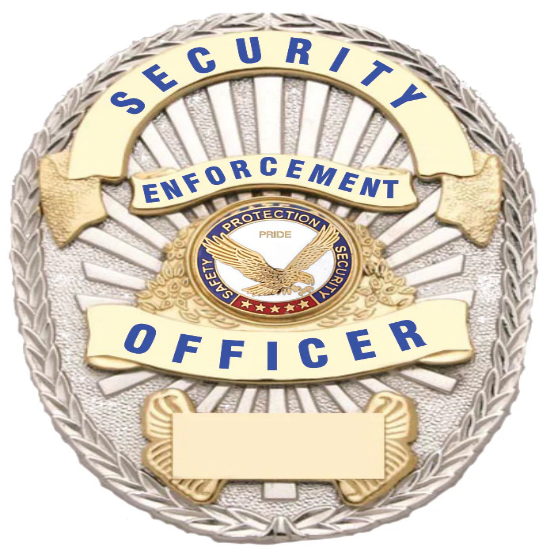 First Class Security Enforcement Officer Gold on Silver Shield Badge