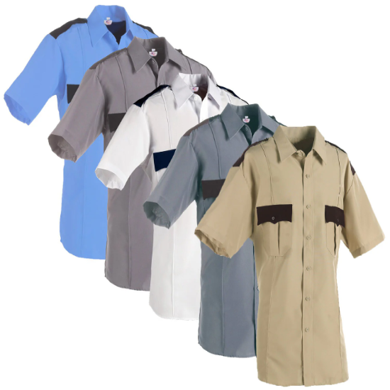 [TS09-XL-CUSTOMIZED] First Class 100% Polyester Two Tone Short Sleeve Uniform Shirt