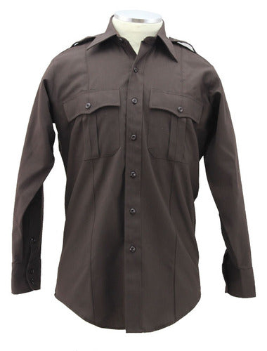 Poly-Rayon Long Sleeve Uniform Shirts (Brown)