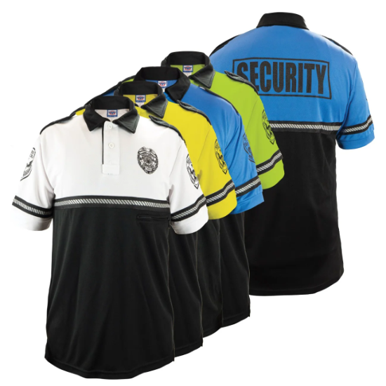 [TT543-XL-CUSTOMIZED] First Class Security Badge and Patch Two Tone Bike Patrol Polo Shirt w