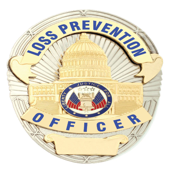 [CUSTOMIZED] First Class Loss Prevention Officer Gold on Silver Shield Badge