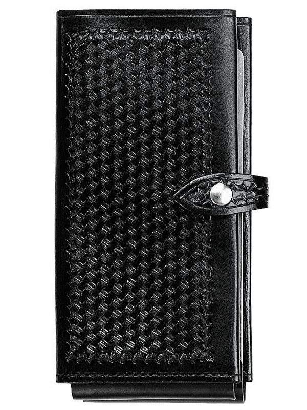 Aker Single Citation Book Cover Black Basket Weave (Chrome Snap)