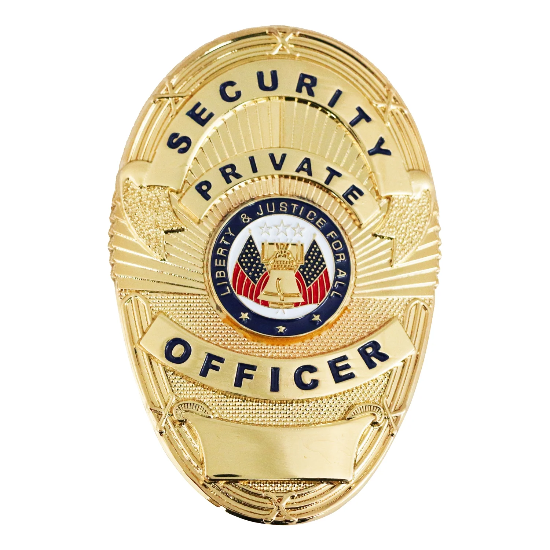 First Class Security Private Officer Gold Shield Badge