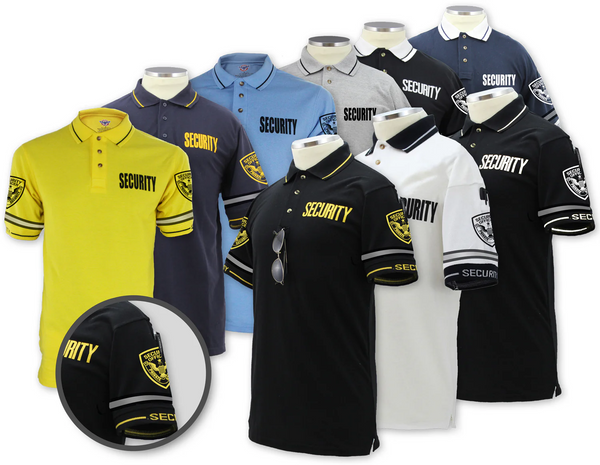 Customizable Poly Cotton Security Polo Shirt with Woven Sleeve and Col