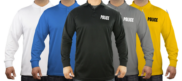 100% Polyester Police Tactical Performance Polo Long Sleeve Shirt