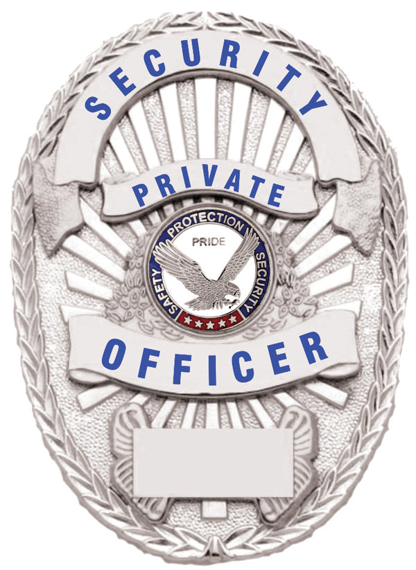 First Class Security Private Officer Silver Shield Badge