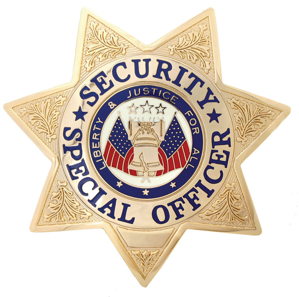 First Class Security Special Officer Gold 7-Point Star Badge