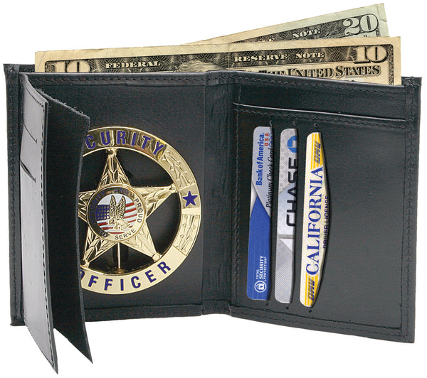 Leather Wallet with Round/Star Badge & ID Holder