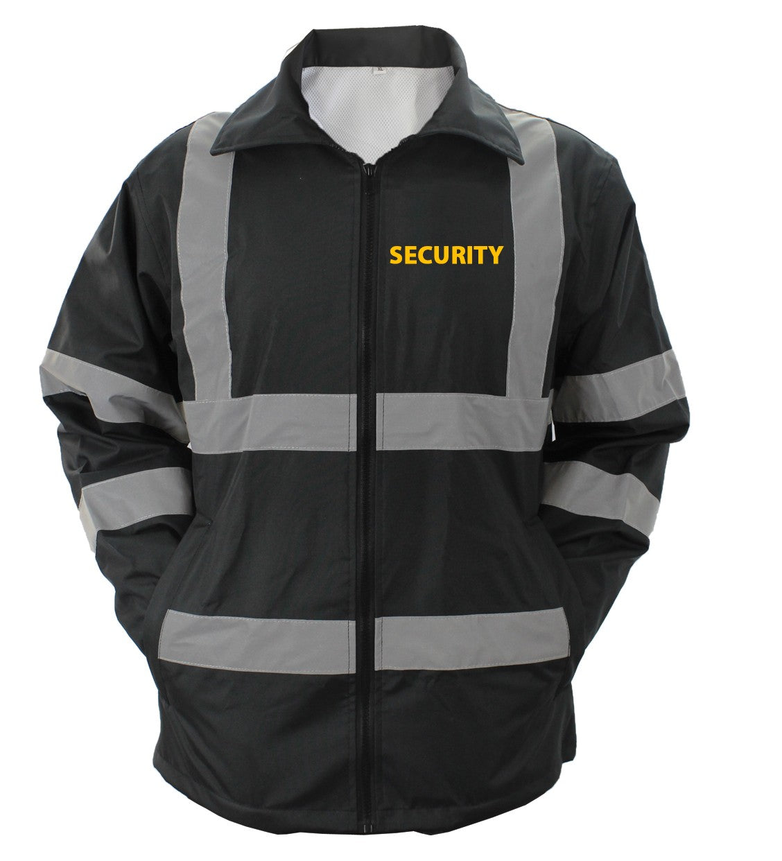 High Visibility Black Raincoat With Reflective Stripes Uniform Warehouse Security Uniforms Police Uniforms Lightbar Equipment