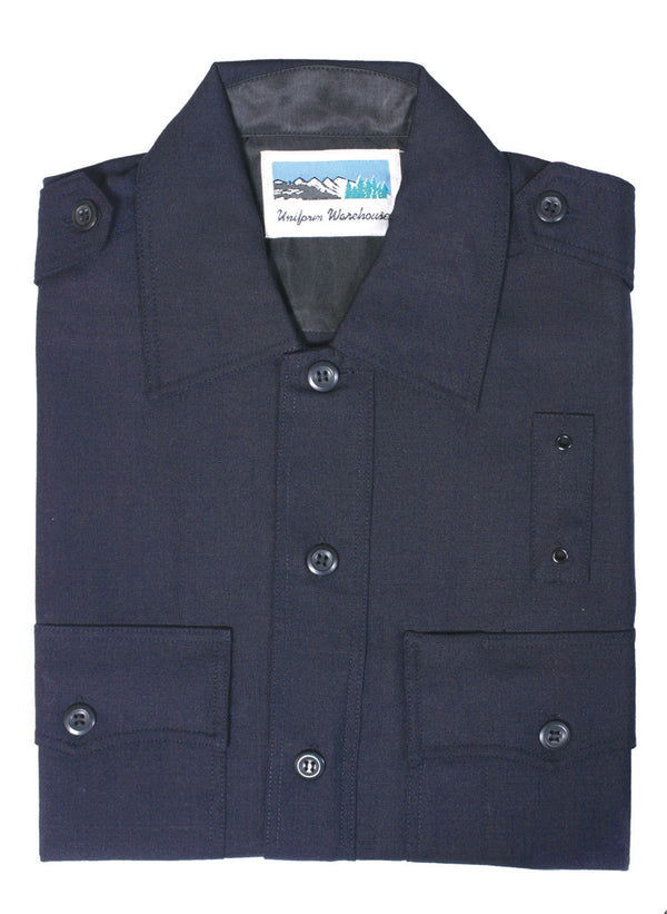 100% Worsted Wool Short-Sleeve Shirts (Navy Blue)