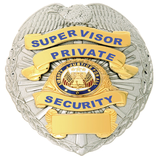 First Class Supervisor Private Security Gold on Silver Shield Badge