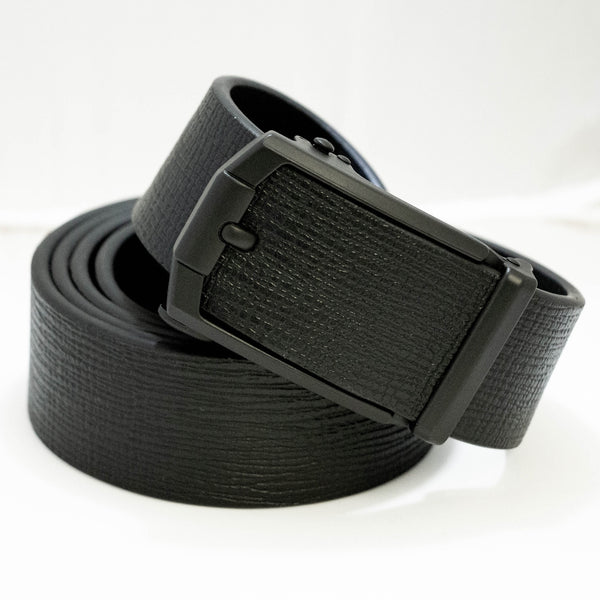 EZ Click Men's Leather Belt with Matte Black Buckle