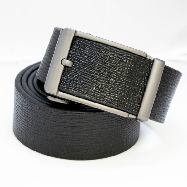 EZ Click Men's Leather Belt with Matte Gunmetal Buckle