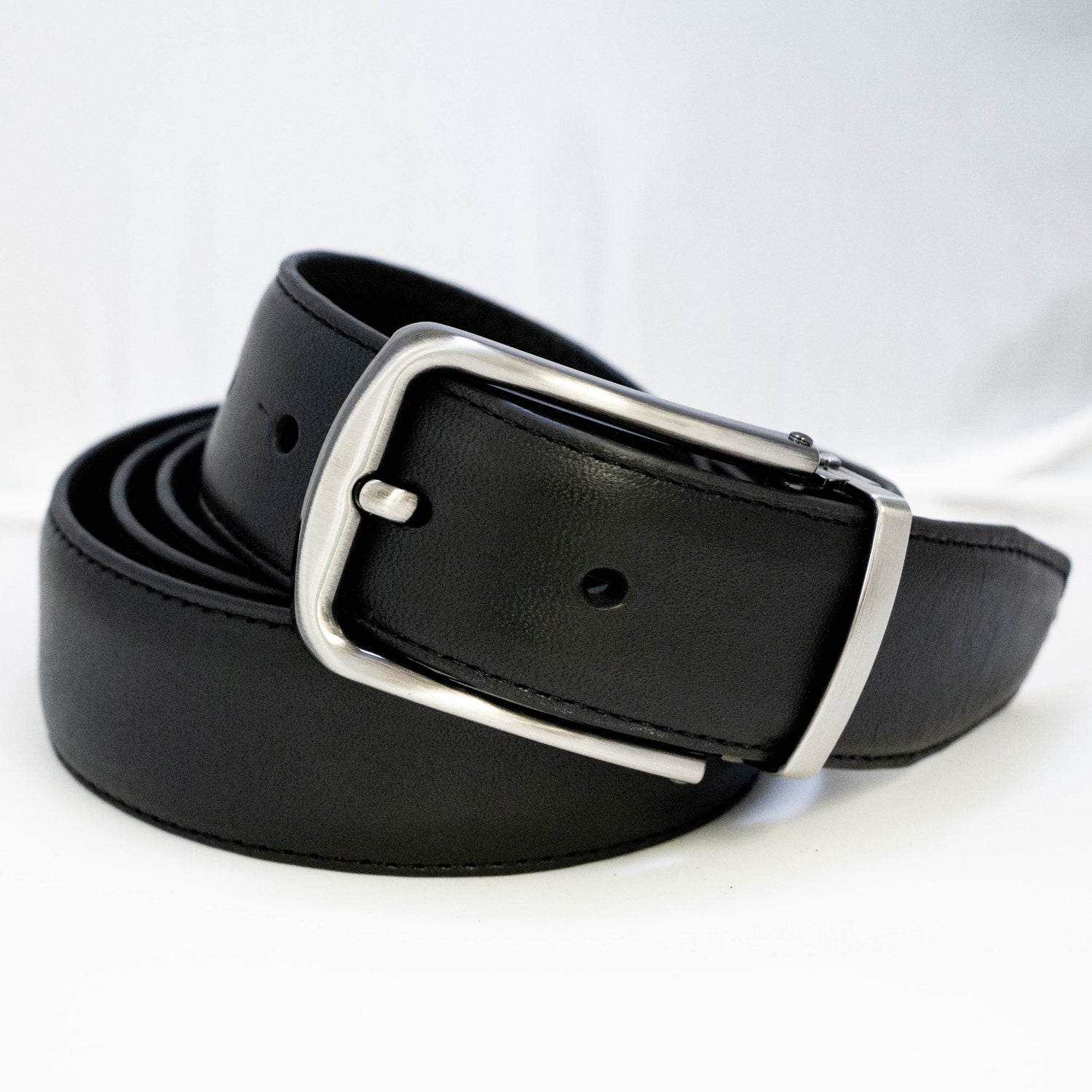 EZ Adjust Men's Leather Belt with Brushed Silver Buckle – Uniform ...