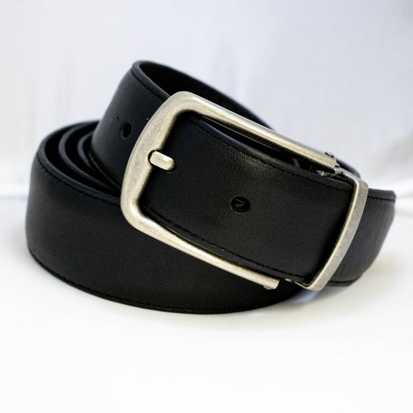 EZ Adjust Men's Leather Belt with Rustic Gold Buckle