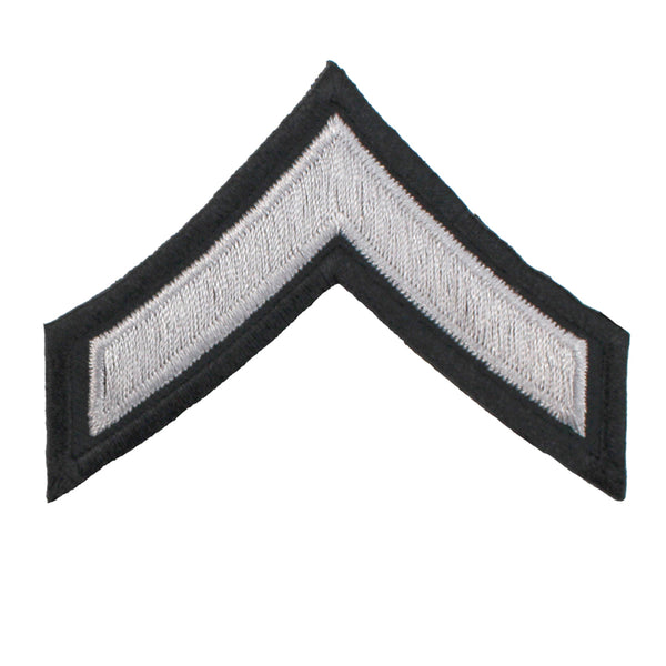 First Class PFC Chevron (Silver on Black)