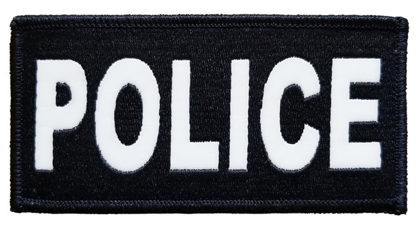 Police Reflective Chest Emblem (White on Black)