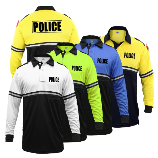 First Class Two Tone Police Long Sleeve Bike Patrol Shirt With Zipper