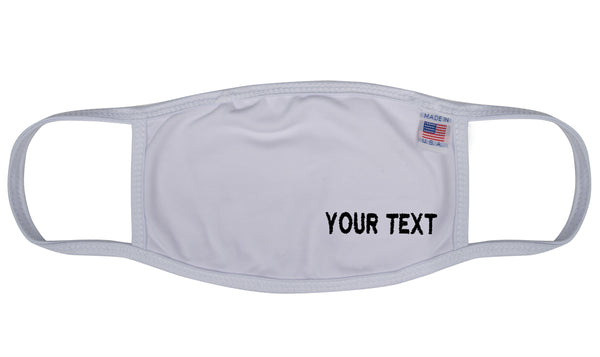 Custom Text White Reusable Washable Face Mask