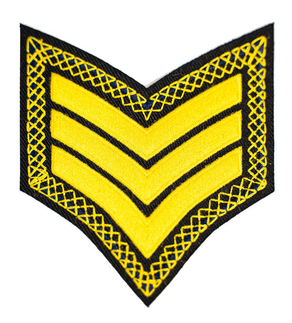 Cross Stitch Sergeant Chevron (Gold on Black)