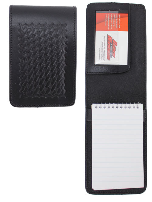 Deluxe Basket-Weave Leather Notebook Holder (Black)