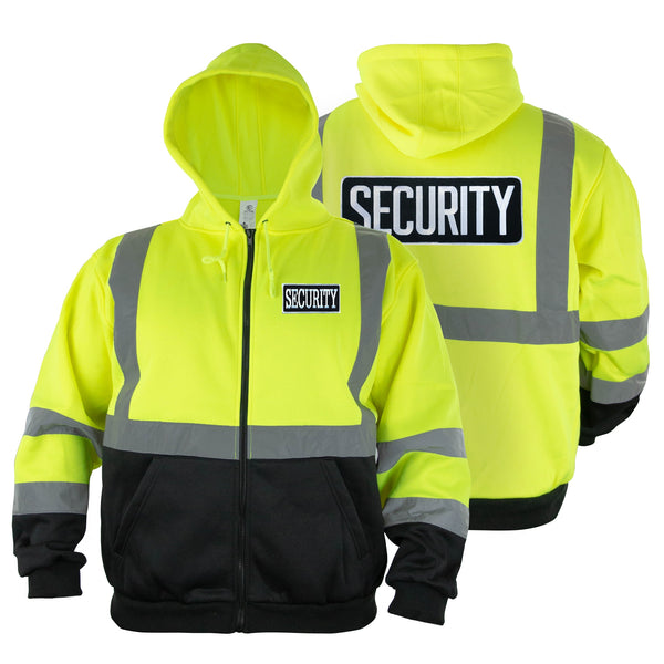 Hi-Visibility Safety Thermal Zippered Hoodie with Security ID (Lime Green/Black)