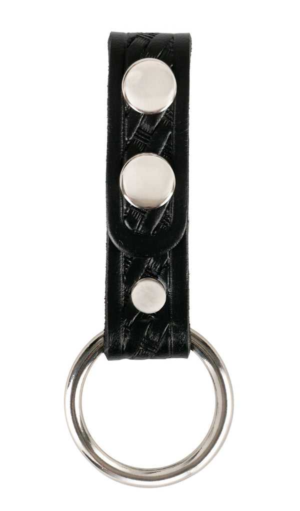 Basket Weave Leather Ring Baton Holder - Nickel Snaps