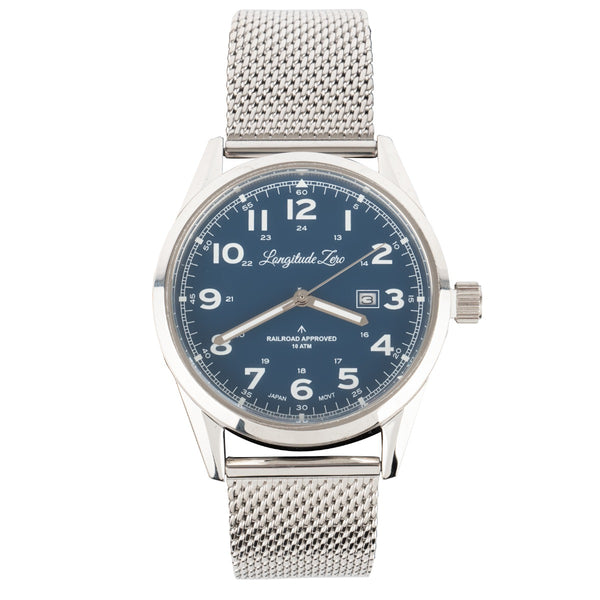 Longitude Zero Watch - Railroad Approved - BLUE