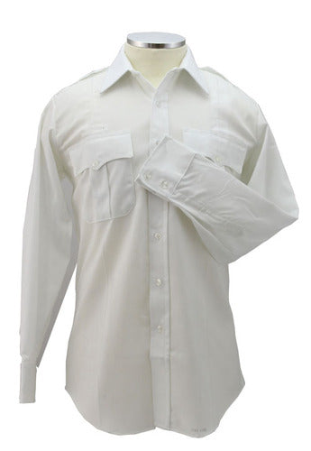 Men's Jaguar" Poly-Rayon Long Sleeve Shirts (White)