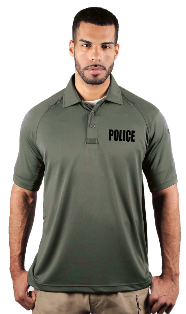 Men's Tactical Short Sleeve Polo (Police ID)-Green with Black ID-Small