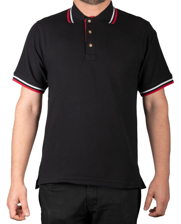 Poly Cotton Tactical Polos with Red and White Stripes