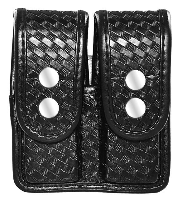 Basket Weave Synthetic Leather Double Magazine Holder