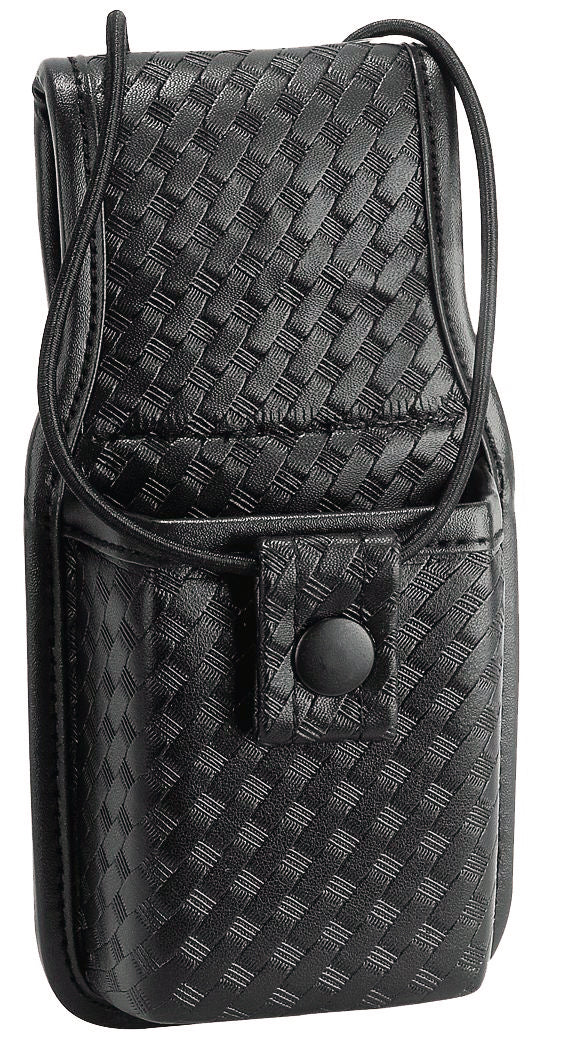 Basket Weave Synthetic Leather Universal Radio Holder with Black Snap