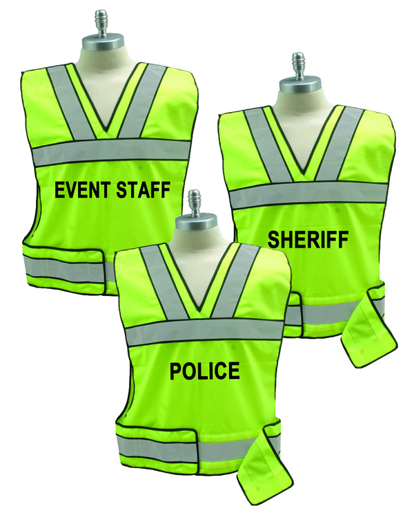 Reflective Safety Vest with Police, Sheriff and Event Staff ID (Lime Green)