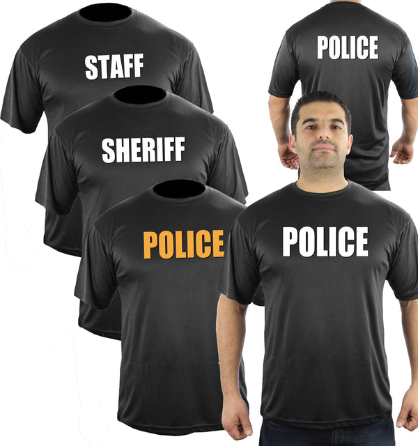 Black T-Shirt 100% Polyester Police, Sheriff and Staff