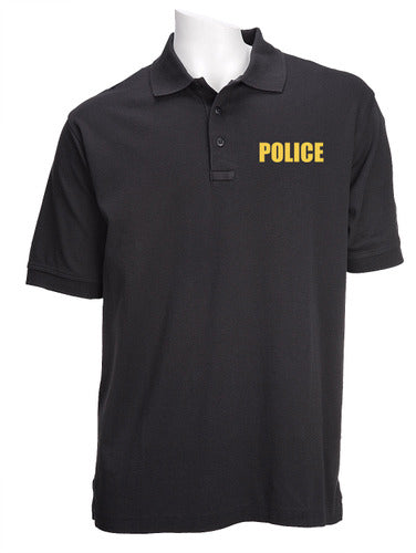 5.11 Black Tactical Jersey Short Sleeve Polo - Gold Police ID