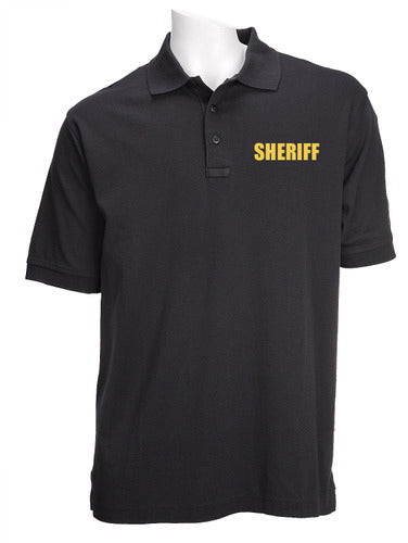 5.11 Black Tactical Jersey Short Sleeve Polo - Gold Sheriff ID