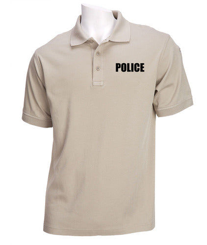 5.11 Silver Tan Tactical Jersey Short Sleeve Polo - Black Police ID