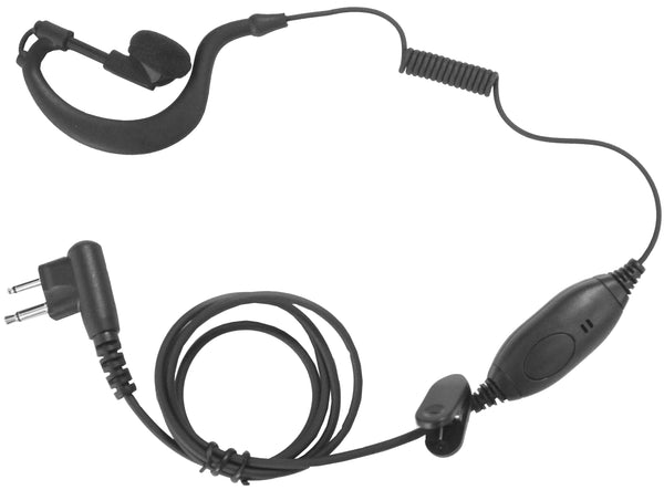 Ear Hanger Earphone with VOX/PTT Lapel Microphone (For Kenwood & UAW 2 Prong Radios)